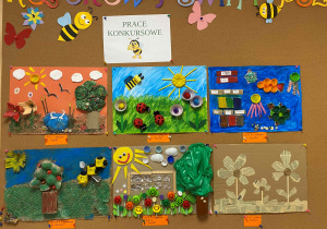 Prace konkursowe wykonane przez dzieci i rodziców z grupy Pszczółki.